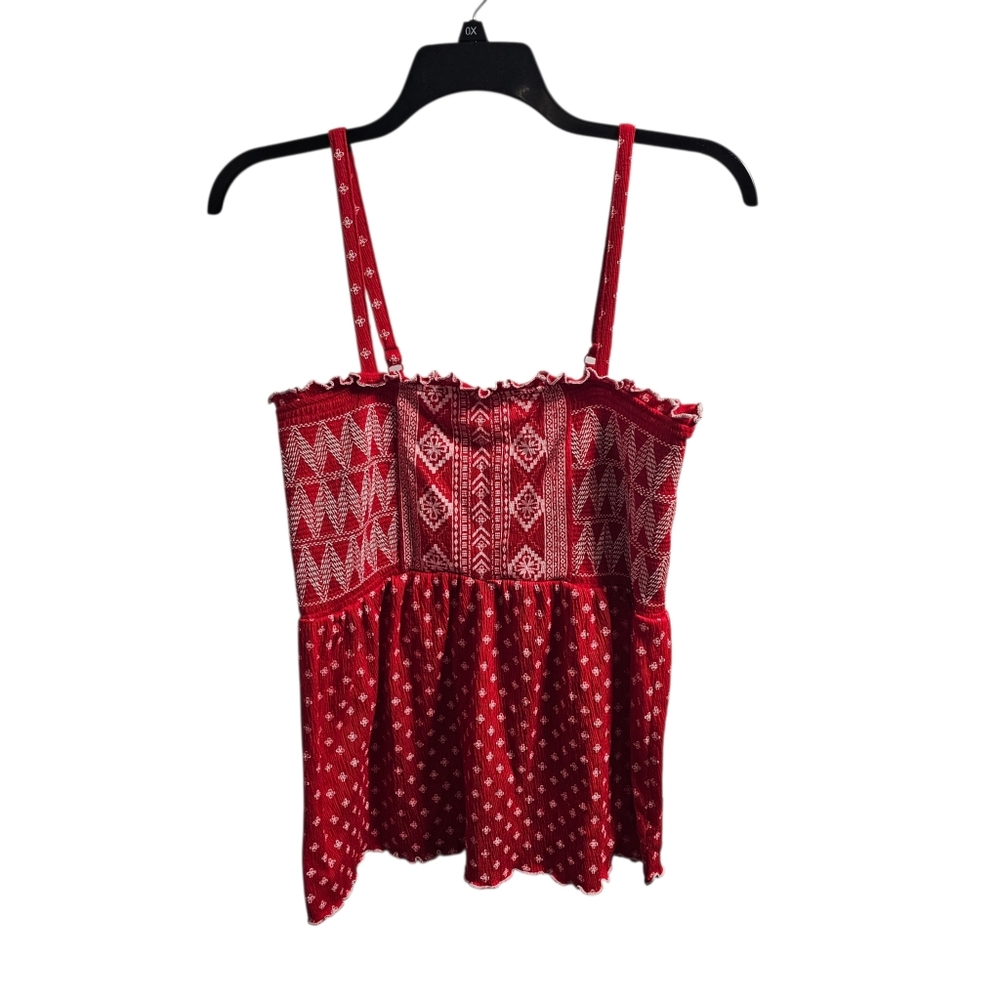 No Boundaries Red Paisley Floral Smocked Babydoll Tank Top Juniors 2X